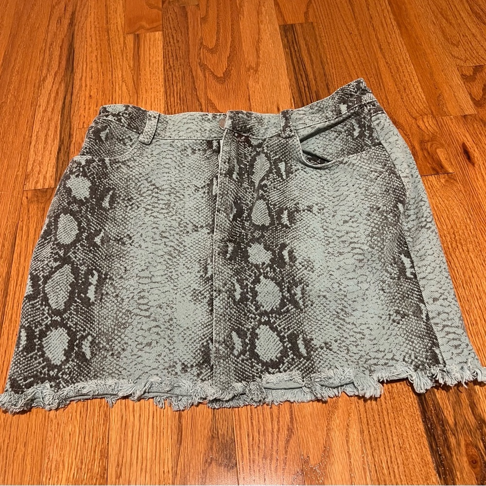 Snake skin jean skirt